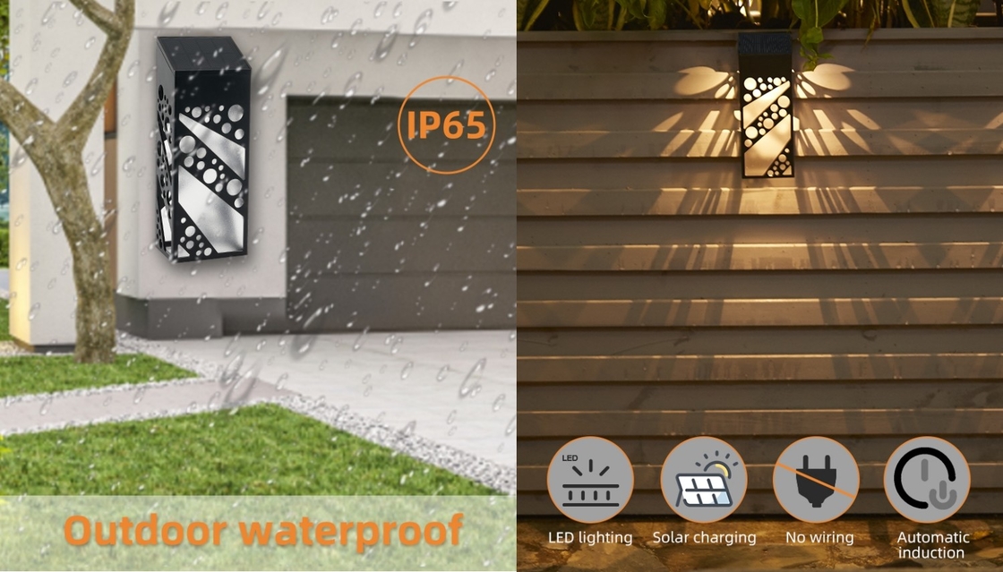 IP65 للماء أضواء الجدار الشمسية في الهواء الطلق إضاءة LED للأشعة فوق البنفسجية مقاومة سياج حديقة ضوء