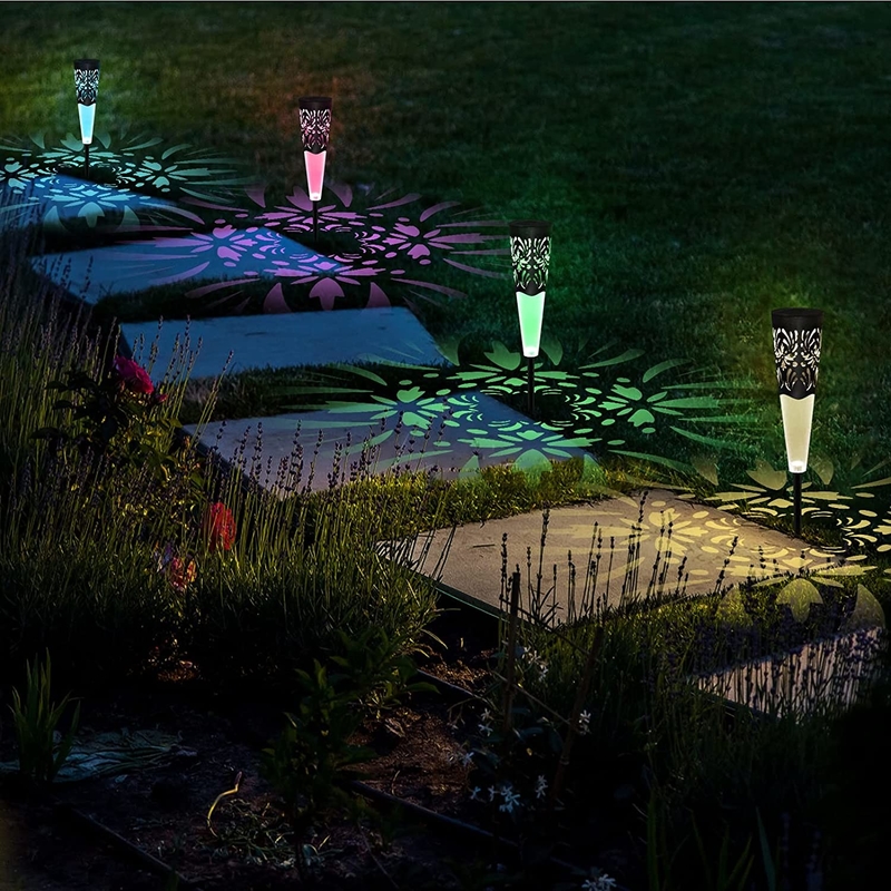 RGB لوحة للطاقة الشمسية الزخرفية أضواء في الهواء الطلق ثابت مسار المناظر الطبيعية الساطعة للعشب