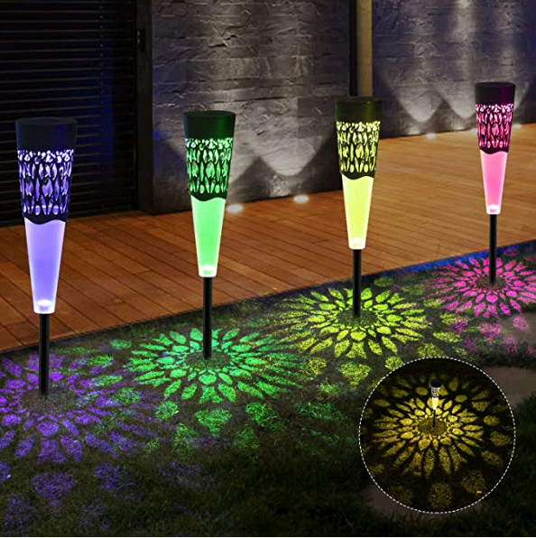 RGB لوحة للطاقة الشمسية الزخرفية أضواء في الهواء الطلق ثابت مسار المناظر الطبيعية الساطعة للعشب