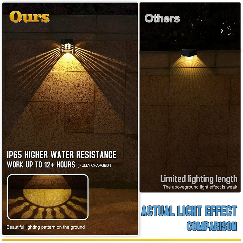 IP65 للماء الشمسية الجدار سياج أضواء LED المناظر الطبيعية 80 * 80MM للخارجية