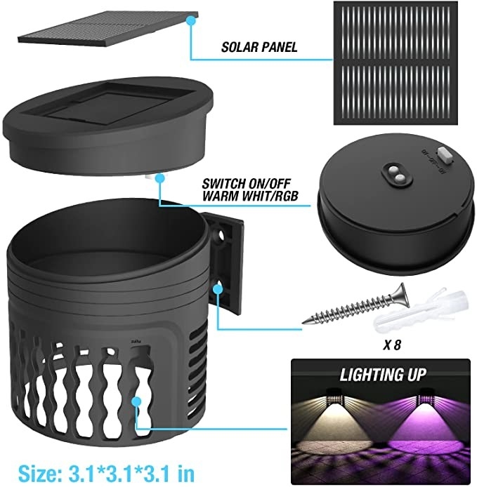 IP65 للماء الشمسية الجدار سياج أضواء LED المناظر الطبيعية 80 * 80MM للخارجية