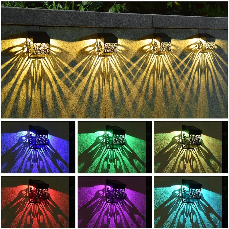 RGB تغيير الطاقة الشمسية الطاقة المناظر الطبيعية السور الضوء LED الفناء الخارجي ضوء الحديقة الشمسية