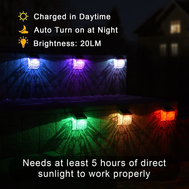 RGB تغيير الطاقة الشمسية الطاقة المناظر الطبيعية السور الضوء LED الفناء الخارجي ضوء الحديقة الشمسية