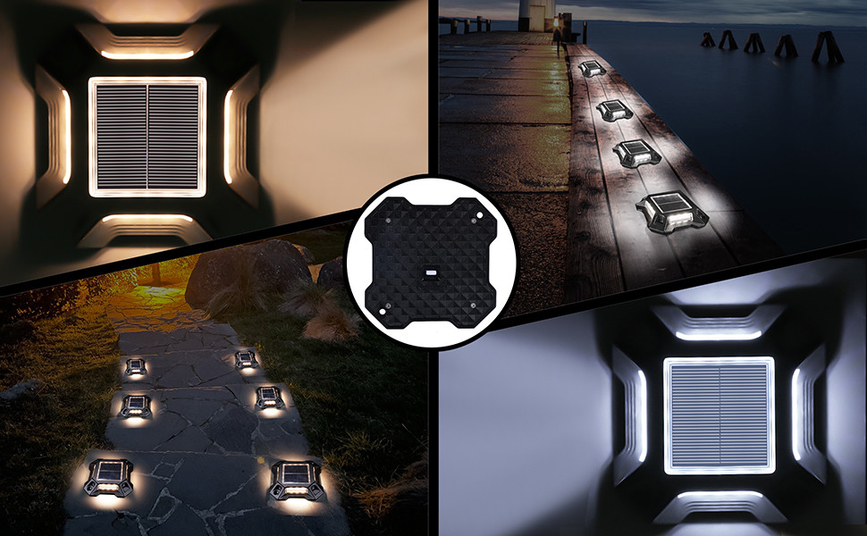 IP68 مضاد للماء بدون سلك في الهواء الطلق LED شمسية الطابق المرفأ أضواء للشرفة الحديقة