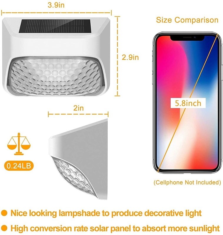 100 غرام ضوء السياج الشمسي الأسود ABS PMMA الدافئ الأبيض RGB 20Lumens مقاوم للماء IP65 4.5 ساعة الشحن