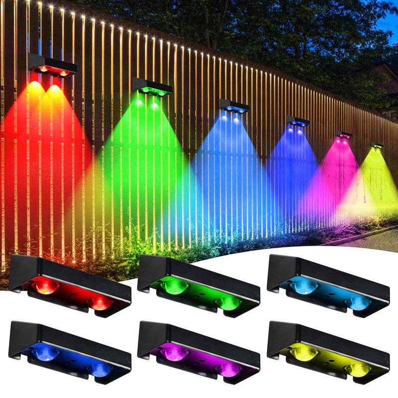 ضوء الحائط الشمسي مزدوج المصابيح LED RGB أبيض دافئ IP65 الحماية الخارجية لتحسين الإضاءة