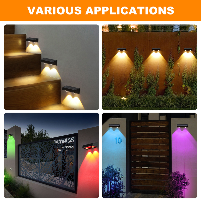 RGB التنفس LED الطرف الخارجي ضوء الحائط الشمسي مقاوم للماء مستمرة مشرقة للطرق حديقة الفناء