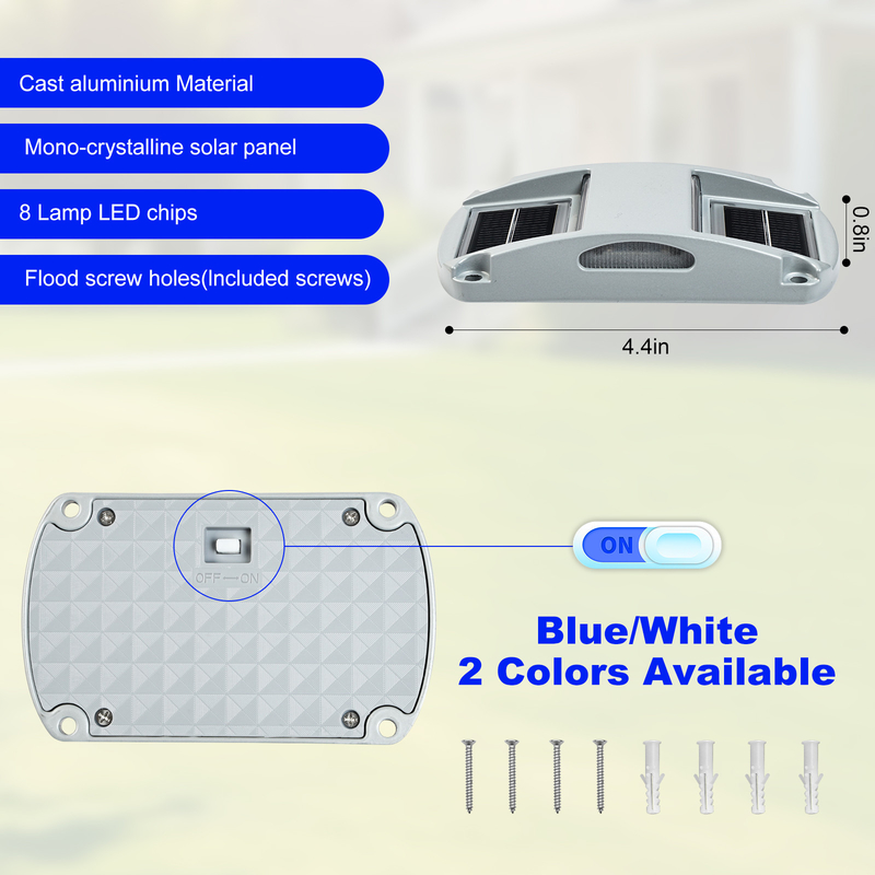 IP68 مضاد للماء الأزرق / البيضاء الباردة مجموعة ضوء رصيف LED الشمسية - 4 حزمة 130 * 80 * 22MM