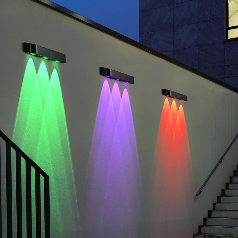 ضوء الجدار الشمسي في الهواء الطلق مع بطارية الليثيوم الثالثة 3Pcs LED RGB التنفس IP65 ABA PC Shell