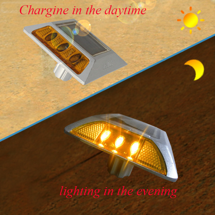 الطرق الشمسية 2V LED IP68 مقاوم للماء سبيكة الألومنيوم PC عاكسة أصفر أحمر أبيض أزرق أخضر