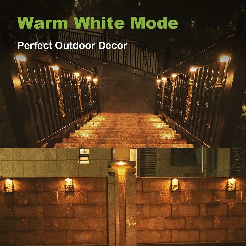 ضوء الحائط يعمل بالطاقة الشمسية مدمج في بطارية الليثيوم الثلاثية لإضاءة LED RGB بيضاء دافئة