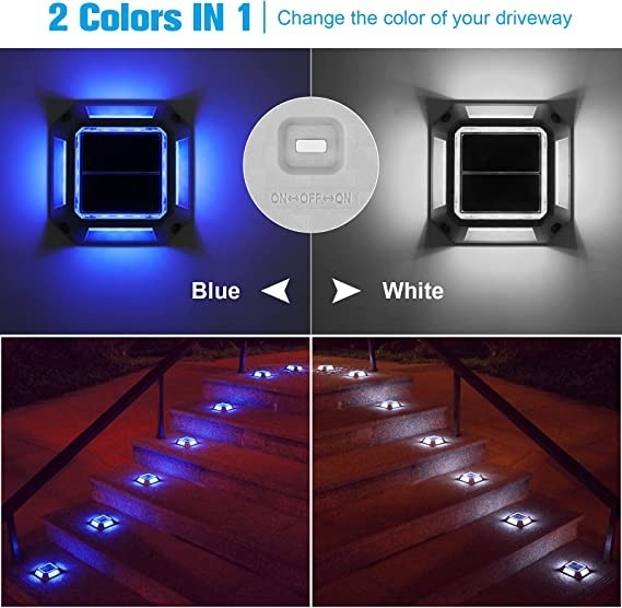 الممر الخارجي IP68 المقاوم للماء على جانب الطريق LED Road Stud Marker Step Light Driveway ضوء طاقة شمسية