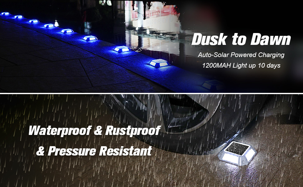 الممر الخارجي IP68 المقاوم للماء على جانب الطريق LED Road Stud Marker Step Light Driveway ضوء طاقة شمسية