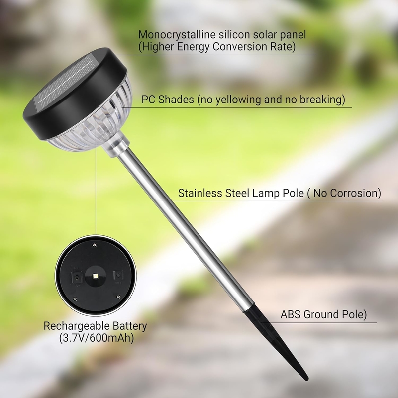 ضوء LED أشعة الشمس ضوء الحصى IP65 في الهواء الطلق مقاوم للماء 6 أجزاء حبات 1