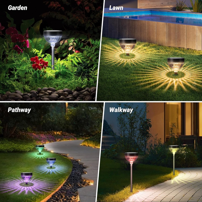 ضوء RGB LED IP65 للخارج مضاد للماء ضوء القطب الشمسي مع تشغيل / إيقاف تلقائي ووقت عمل 15 ساعة