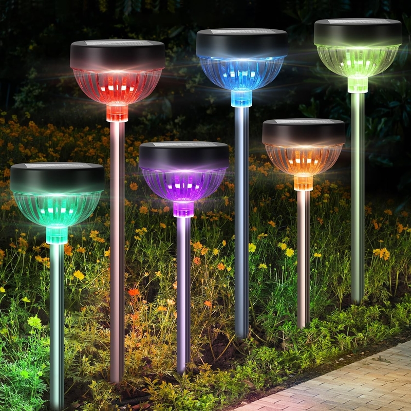 ضوء RGB LED IP65 للخارج مضاد للماء ضوء القطب الشمسي مع تشغيل / إيقاف تلقائي ووقت عمل 15 ساعة