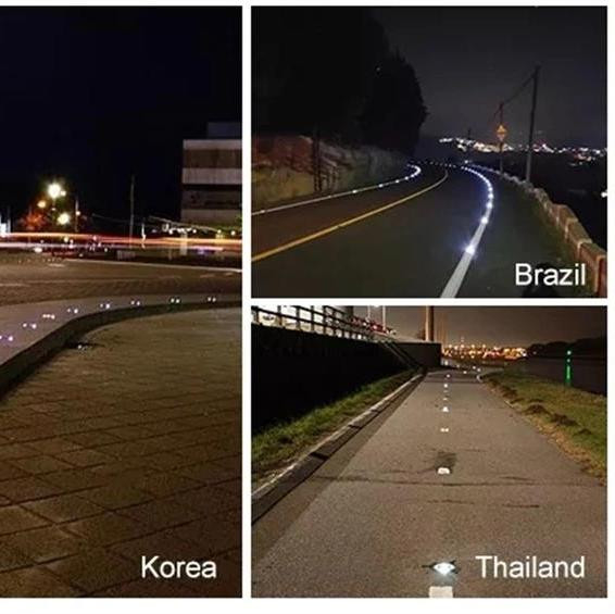 800 متر الطاقة الشمسية المعدنية برونغ القطة العين الطرق المقابض مع 2 LED Qty على كل جانب
