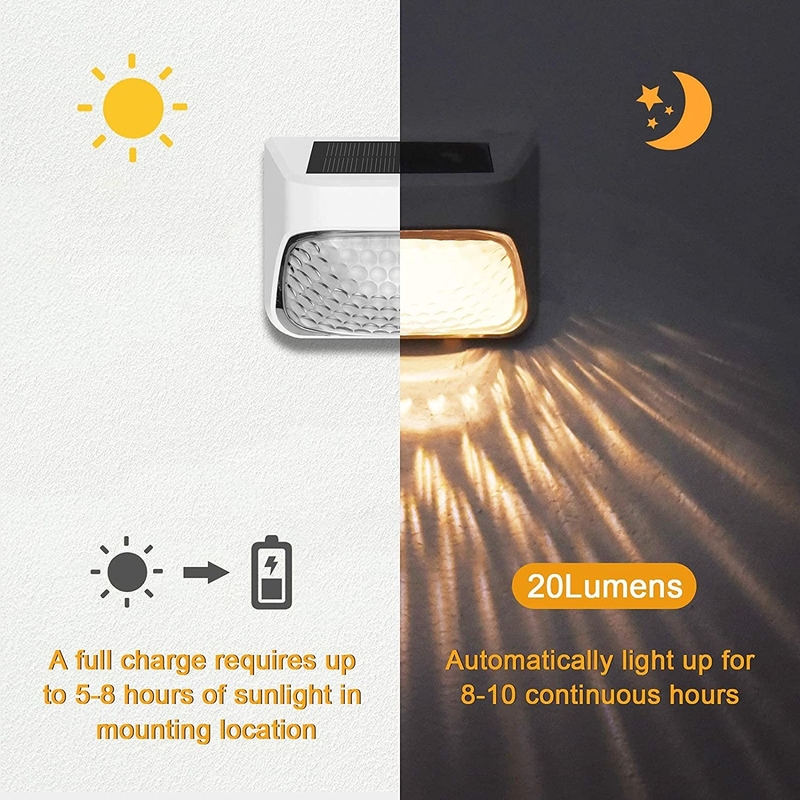 مصابيح السياج الشمسي الخارجية مع 20 لومن IP65 مضاد للماء LED سجين السياج الشمسي
