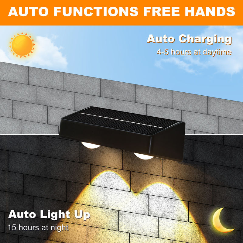 15 ساعة وقت العمل ضوء السياج الشمسي مصمم مع لوحة شمسية من السيليكون أحادي البلورية ومستوى IP65 للماء