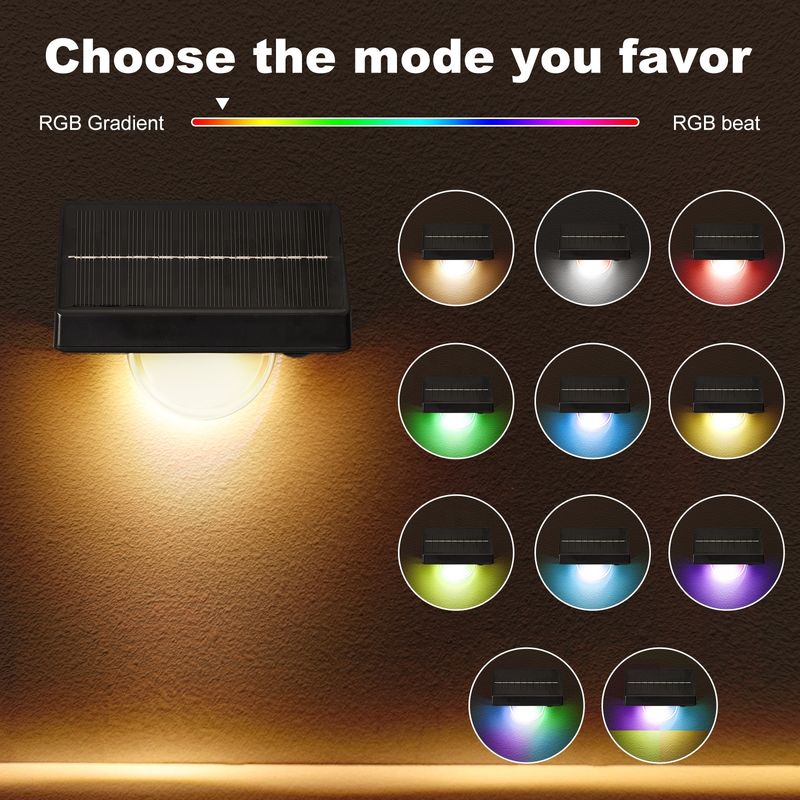 مصابيح الطرق الشمسية للخارج IP65 مقاومة للماء 7 ألوان RGB