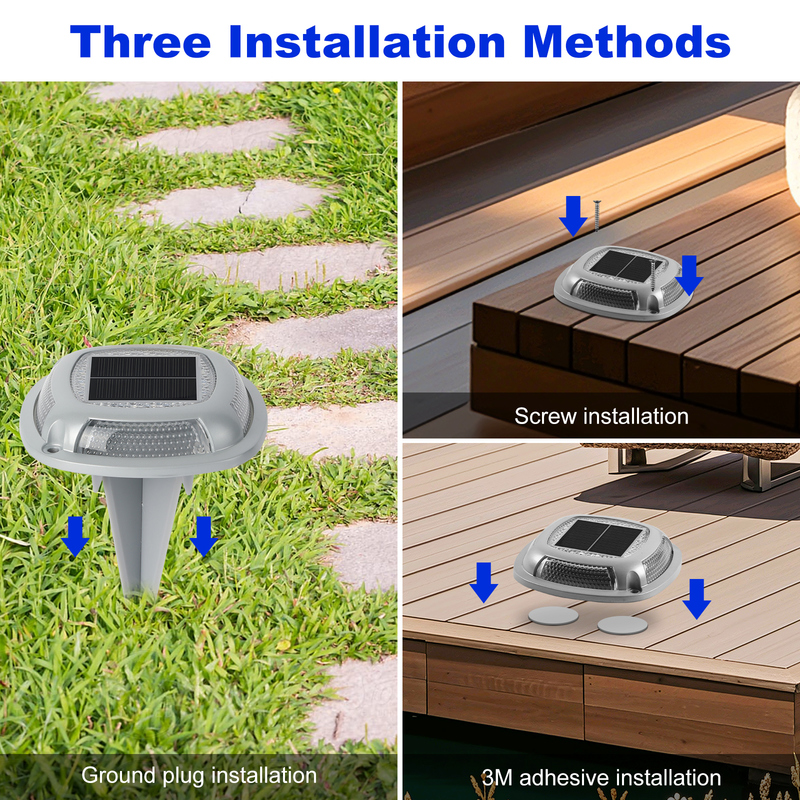 IP67 ضوء رصيف الطاقة الشمسية المقاومة للماء مع بطارية 1.2V / 600mah و 2V / 140ma لوحة شمسية باللون الأبيض + الأزرق