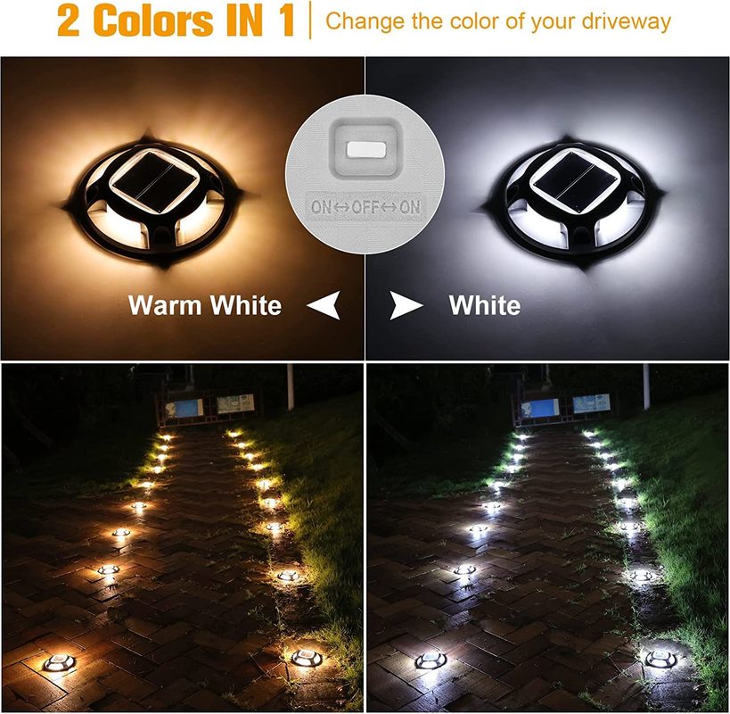 Solar Lane Light LED Lane Marking Deck Light with 9 Colors in One Warm White 3500K and 360 Beam Angle
