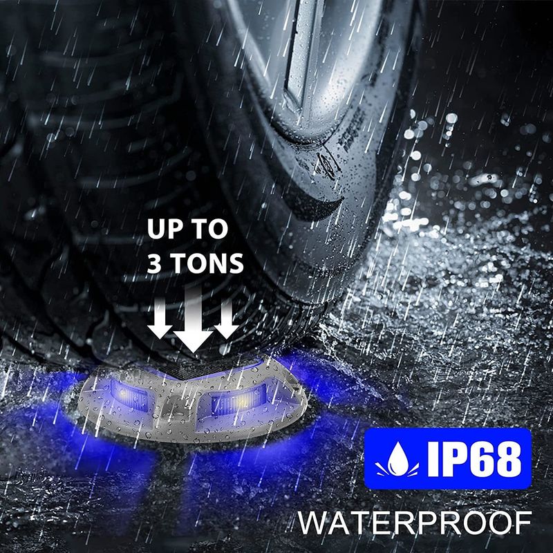 ضوء سطح الطابق الشمسي مع تنبيه ضوء النهار 6000K 8pcs LED و 110 * 22.5MM الحجم للاستخدام في الهواء الطلق